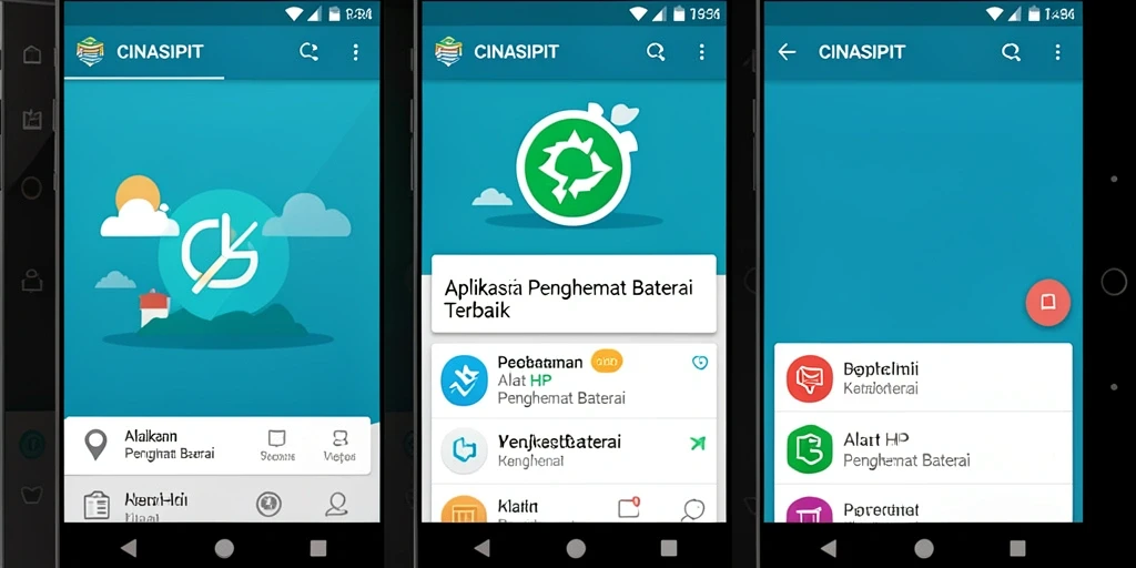 Antarmuka utama CINASIPIT yang menunjukkan fitur penghemat baterai.
