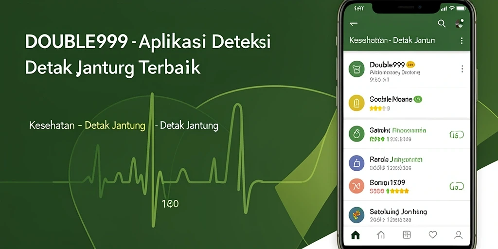 Tampilan antarmuka utama aplikasi DOUBLE999 untuk pemantauan detak jantung.