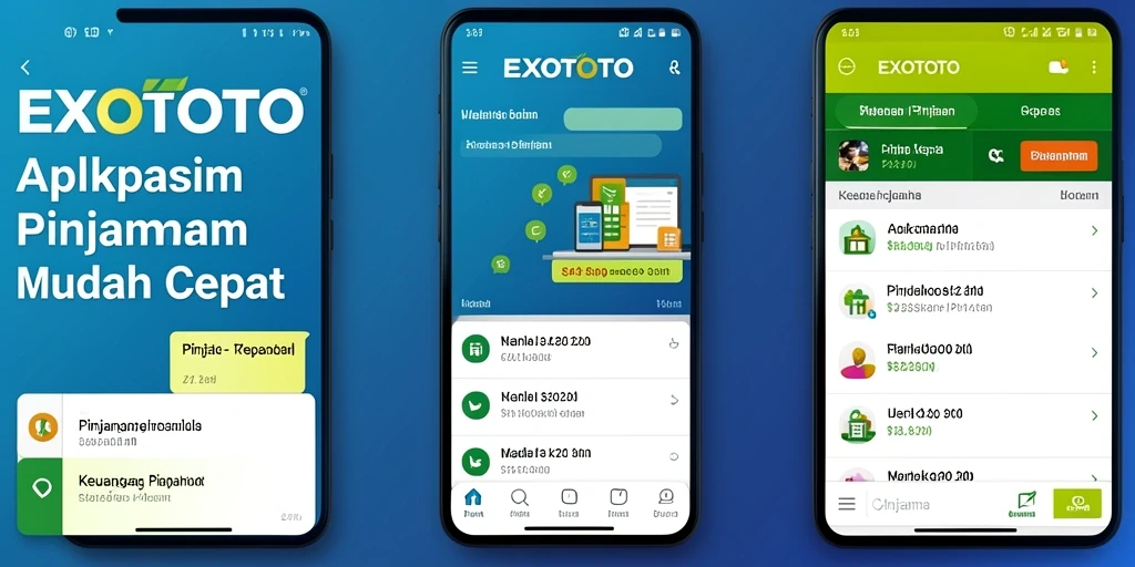 Tampilan antarmuka pengguna aplikasi Pinjaman EXOTOTO.