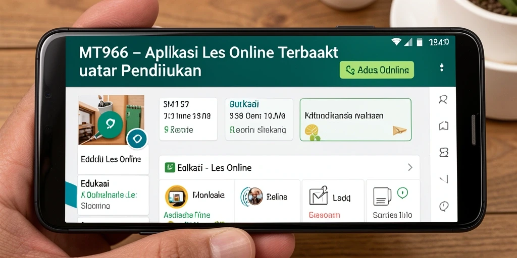 Antarmuka aplikasi Les Online MT966 yang menarik dan fungsional.