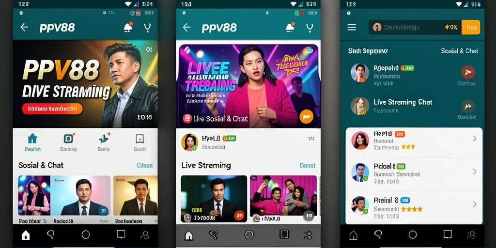 Antarmuka aplikasi PPV88 yang sederhana dan menarik untuk Live Streaming.