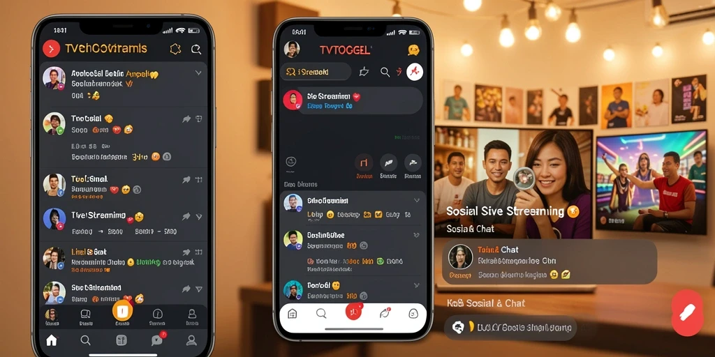 Tampilan antarmuka TVTOGEL saat live streaming dengan fitur chat interaktif.